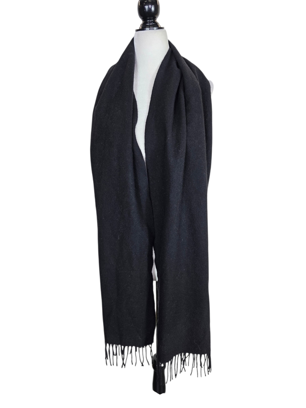 Aritzia Wool Black Fringe Wrap Scarf